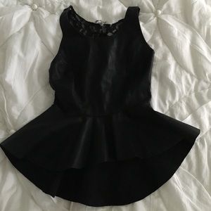 NWT BB DAKOTA FAUX LEATHER LACE BACK TOP